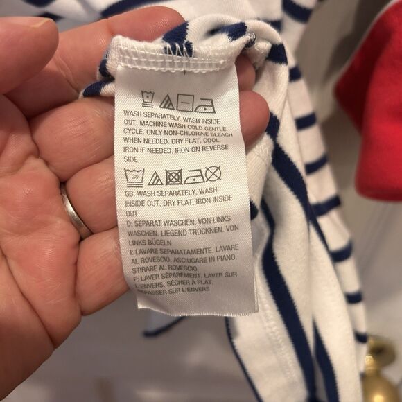 Quaker Factory Striped Patriotic V-Neck 3X Sequin Flags America Red White Blue - Picture 7 of 8